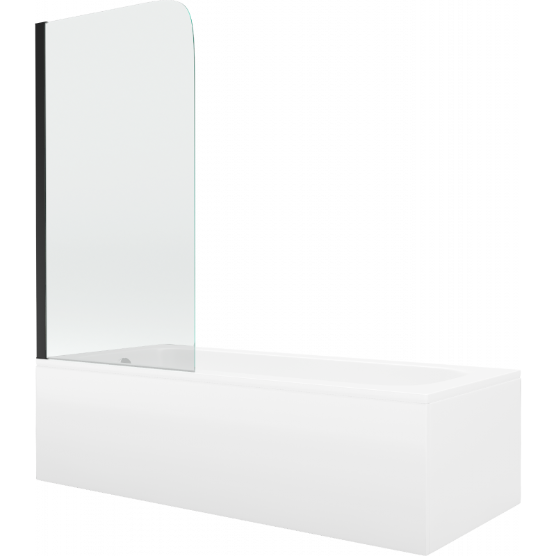 Mexen Vega obdélníková vana 160 x 70 cm s obložením a 1-křídlovou zástěnou 70 cm, transparentní, černá - 550116070X9007017000