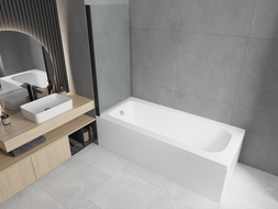 Mexen Vega obdélníková vana 160 x 70 cm s obložením a 1-křídlovou zástěnou 70 cm, transparentní, černá - 550116070X9007017000