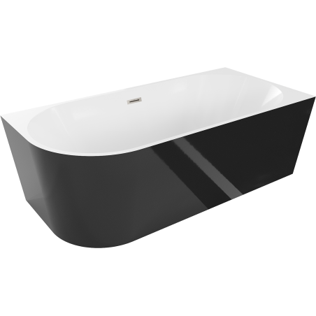 Mexen Mia volně stojící rohová vana pravá 170 x 80 cm, bílá/černá, přepad kartáčovaný nikl - 52691708075P-97