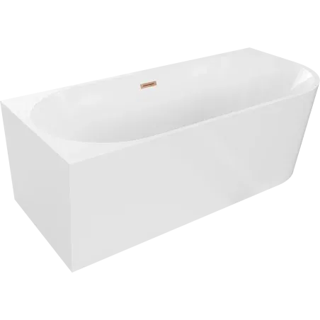 Mexen Mia volně stojící rohová vana levá 180 x 80 cm, bílá, přepad kartáčovaná měď - 52691808000L-65