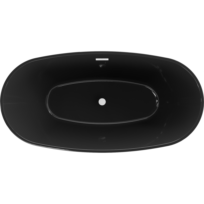 Mexen Eris volně stojící vana 170 x 80 cm, černá, bílý přepad - 53441708070-20