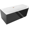Mexen Mia volně stojící rohová vana levá 180 x 80 cm, bílá/černá, přepadová měď kartáčovaná - 52691808075L-65