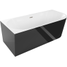 Mexen Mia volně stojící rohová vana levá 180 x 80 cm, bílá/černá, přepad z kartáčovaného niklu - 52691808075L-97