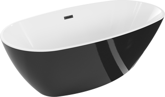 Mexen Eris volně stojící vana 180 x 80 cm, bílá/černá, přepad černý - 53441808075-70