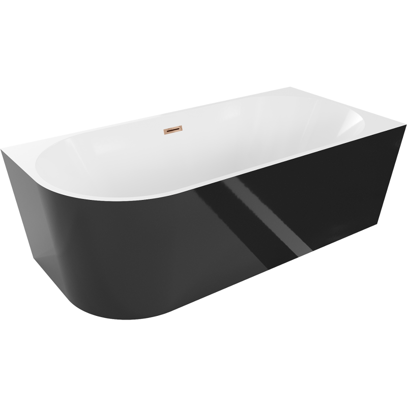 Mexen Mia vana volně stojící rohová pravá 180 x 80 cm, bílá/černá, přepad růžové zlato - 52691808075P-60