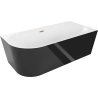 Mexen Mia volně stojící rohová vana pravá 180 x 80 cm, bílá/černá, přepad kartáčovaná měď - 52691808075P-65
