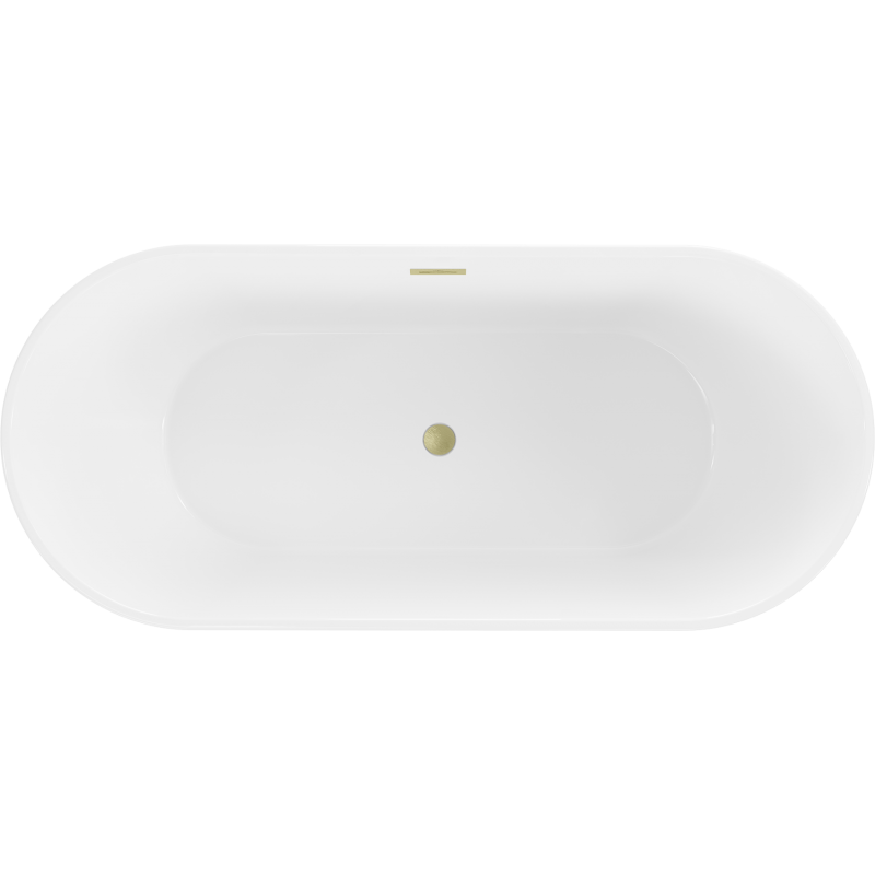 Mexen Flavia volně stojící vana 150 x 75 cm, bílá, přepad zlatý kartáčovaný - 54031507500-55