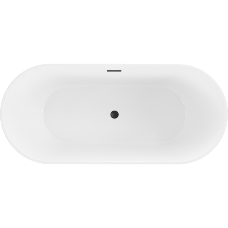 Mexen Flavia volně stojící vana 150 x 75 cm, bílá, černý přepad - 54031507500-70