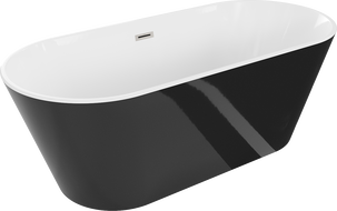Mexen Flavia volně stojící vana 150 x 75 cm, bílá/černá, přepad kartáčovaný nikl - 54031507575-97