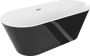 Mexen Flavia volně stojící vana 160 x 75 cm, bílá/černá, chromový přepad - 54031608075-01