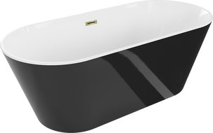 Mexen Flavia volně stojící vana 160 x 75 cm, bílá/černá, přepad zlatý - 54031608075-50