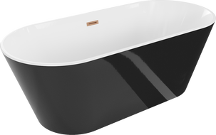 Mexen Flavia volně stojící vana 160 x 75 cm, bílá/černá, přepad kartáčovaná měď - 54031608075-65
