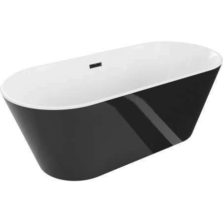 Mexen Flavia volně stojící vana 160 x 75 cm, bílá/černá, černý přepad - 54031608075-70