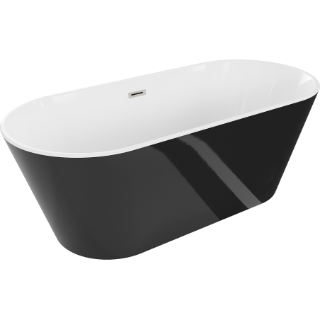 Mexen Flavia volně stojící vana 160 x 75 cm, bílá/černá, přepad nikl kartáčovaný - 54031608075-97