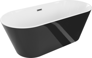 Mexen Flavia volně stojící vana 170 x 75 cm, bílá/černá, přepad gun gray kartáčovaný - 54031708075-66