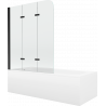 Mexen Vega obdélníková vana 160 x 70 cm s krytem a 3dílnou zástěnou 120 cm, transparentní, černá - 550116070X9012037000