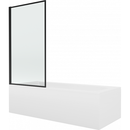 Mexen Vega obdélníková vana 160 x 70 cm s krytem a jednokřídlou zástěnou 70 cm, černý vzor - 550116070X9307017070