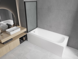 Mexen Vega obdélníková vana 160 x 70 cm s krytem a jednokřídlým zástěnou 70 cm, černý vzor - 550116070X9307017070