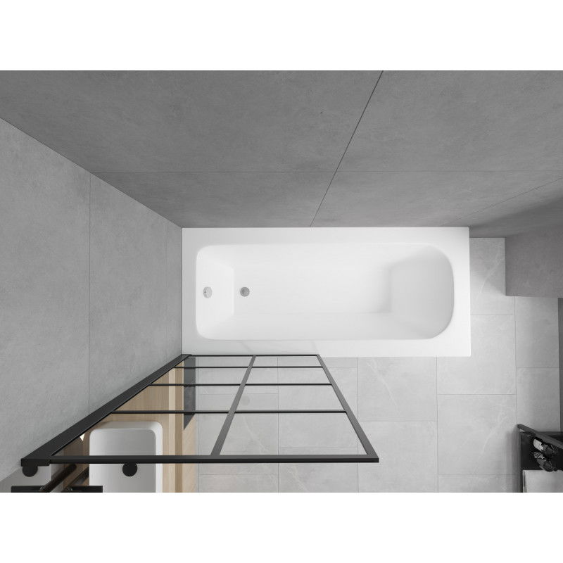 Mexen Vega obdélníková vana 160 x 70 cm s opláštěním a jednokřídlou zástěnou 70 cm, černý vzor - 550116070X9307017077