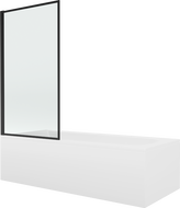 Mexen Vega obdélníková vana 160 x 70 cm s opláštěním a jednokřídlou zástěnou 80 cm, černý vzor