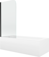 Mexen Vega obdélníková vana 170 x 70 cm s krytem a 1-křídlovou zástěnou 70 cm, průhledná, černá