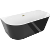 Mexen Oval volně stojící vanová plocha 170 x 80 cm, bílá/černá, přepad zlatý - 52671708075-50