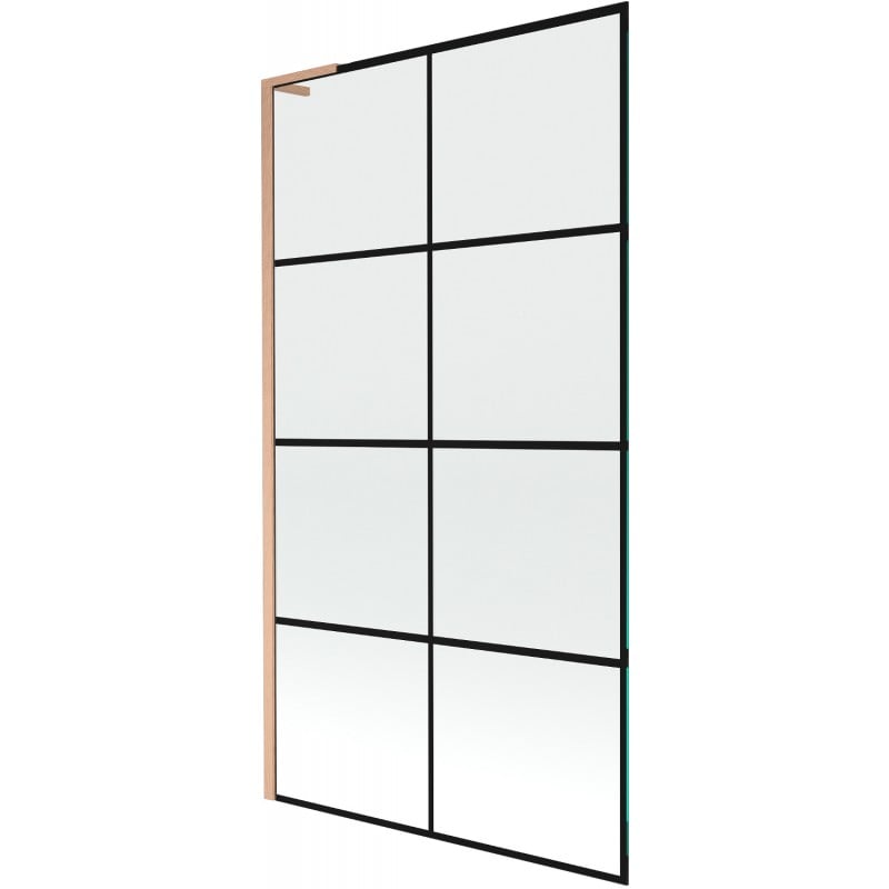 Mexen Next L vanová zástěna 1-křídlová 100 x 150 cm, černá mřížka, kartáčovaná měď - 895-100-000-03-77-65