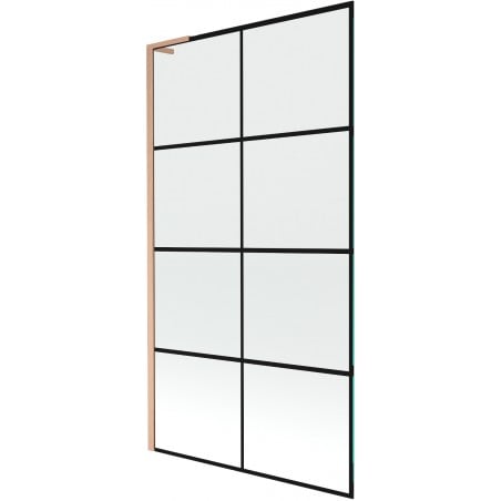 Mexen Next L vanová zástěna 1-křídlová 100 x 150 cm, černá mřížka, kartáčovaná měď - 895-100-000-03-77-65