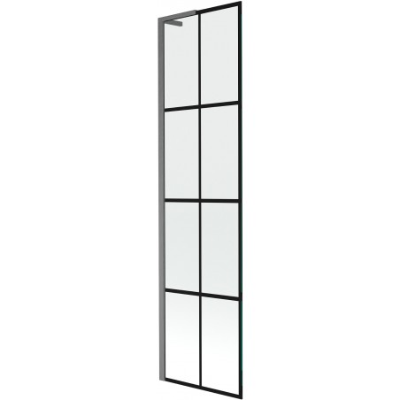 Mexen Next L paravan na vanu 1-křídlový 50 x 150 cm, černá mřížka, kartáčovaný kovový šedý - 895-050-000-03-77-66