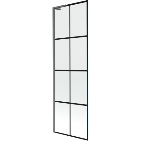 Mexen Next L vanová zástěna 1-křídlová 60 x 150 cm, černá mřížka, kartáčovaná gun grey - 895-060-000-03-77-66