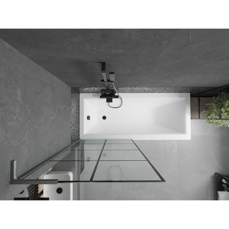 Mexen Next L vanová zástěna 1-křídlová 80 x 150 cm, černá mřížka, kartáčovaná gun gray - 895-080-000-03-77-66