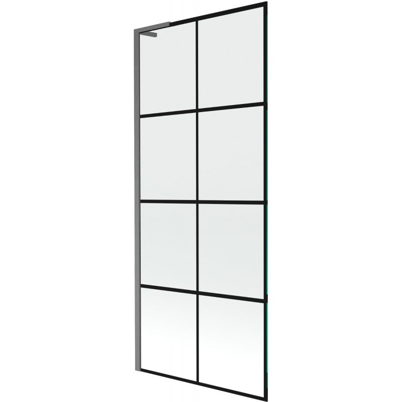 Mexen Next L vanová zástěna 1-křídlová 80 x 150 cm, černá mřížka, kartáčovaná gun gray - 895-080-000-03-77-66