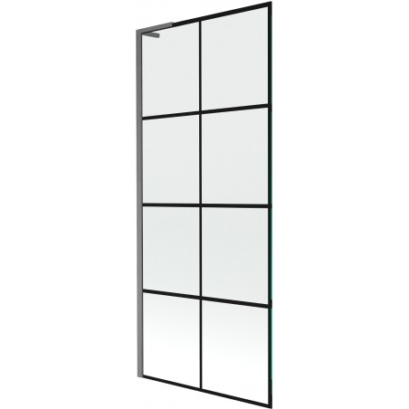 Mexen Next L vanová zástěna 1-křídlová 80 x 150 cm, černá mřížka, kartáčovaná gun gray - 895-080-000-03-77-66