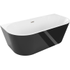 Mexen Oval volně stojící přisazená vana 180 x 80 cm, bílá/černá, přepad kartáčovaný nikl - 52671808075-97