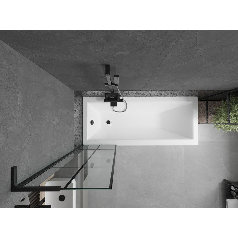 Mexen Next L vanová zástěna 1-křídlová 50 x 150 cm, černá mřížka, černá - 895-050-000-03-77-70