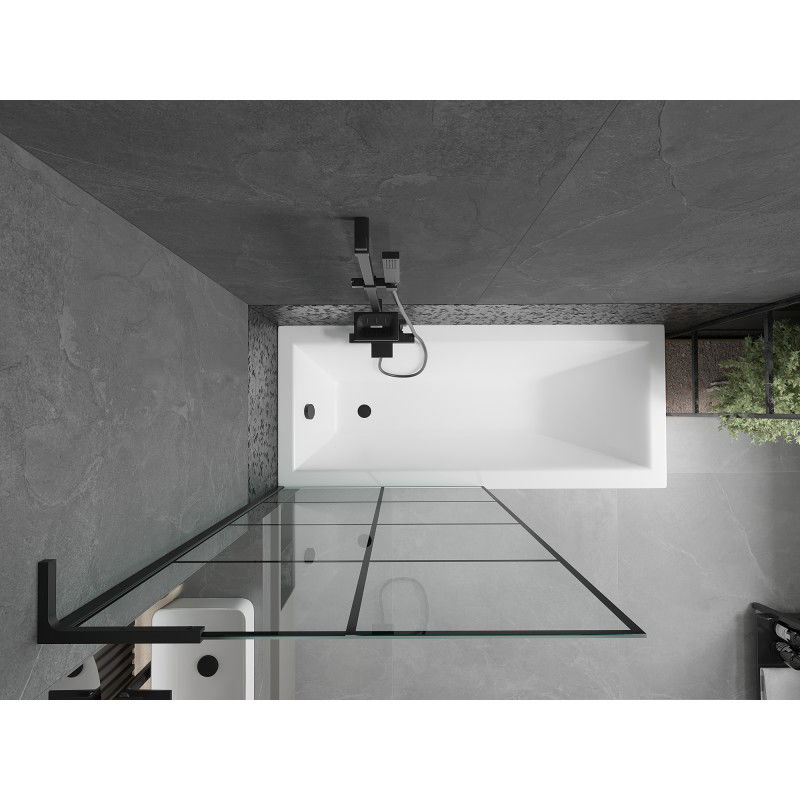 Mexen Next L vanová zástěna 1-křídlová 90 x 150 cm, černá mřížka, černá - 895-090-000-03-77-70