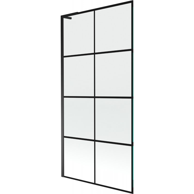 Mexen Next L vanová zástěna 1-křídlová 90 x 150 cm, černá mřížka, černá - 895-090-000-03-77-70