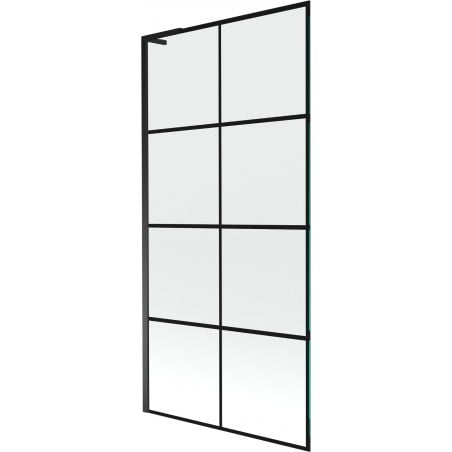 Mexen Next L vanová zástěna 1-křídlová 90 x 150 cm, černá mřížka, černá - 895-090-000-03-77-70