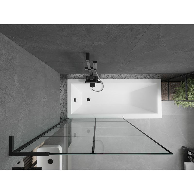 Mexen Next L vanová zástěna jednokřídlá 100 x 150 cm, černá mřížka, černá - 895-100-000-03-77-70