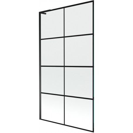 Mexen Next L vanová zástěna jednokřídlá 100 x 150 cm, černá mřížka, černá - 895-100-000-03-77-70