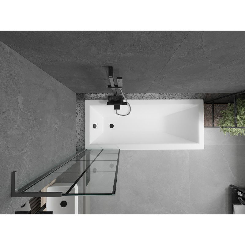 Mexen Next L vanová zástěna 1-křídlová 50 x 150 cm, černá mřížka, gun metal - 895-050-000-03-77-95