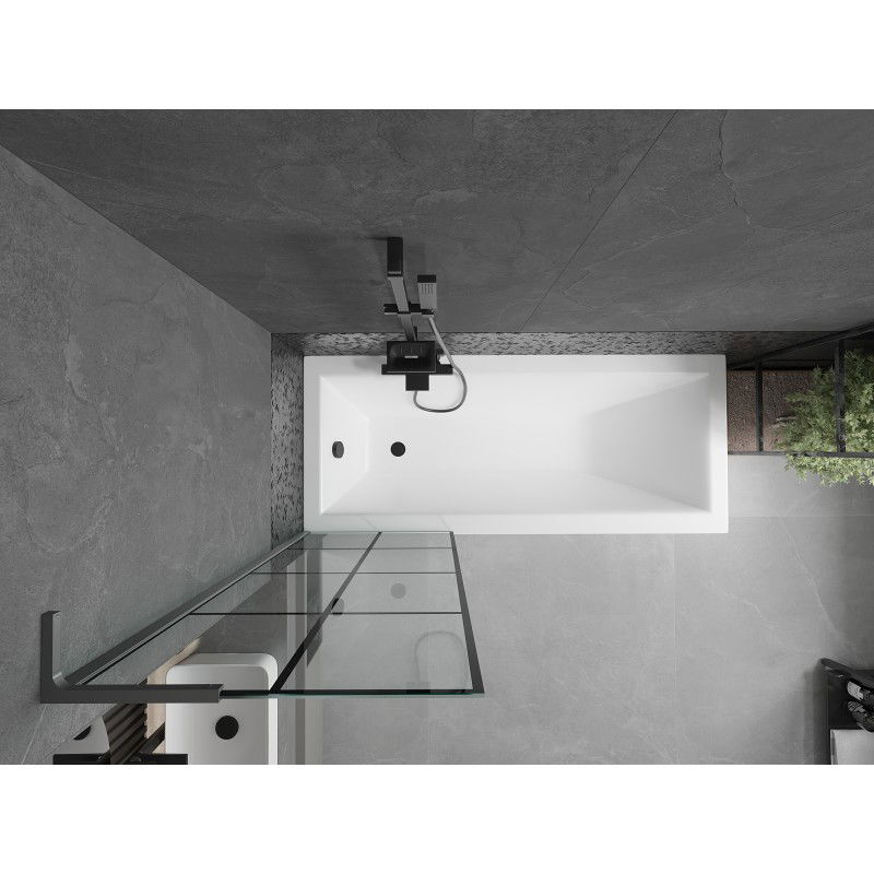 Mexen Next L vanová zástěna 1-křídlová 60 x 150 cm, černá mřížka, gun metal - 895-060-000-03-77-95