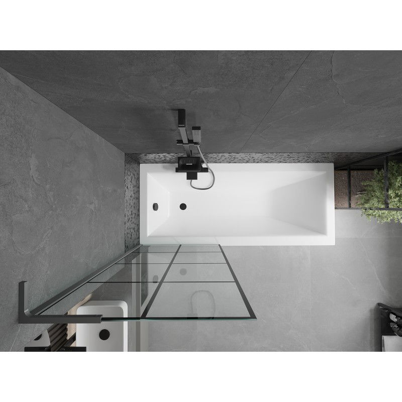 Mexen Next L vanová zástěna, 1-křídlová 70 x 150 cm, černá mřížka, gun metal - 895-070-000-03-77-95