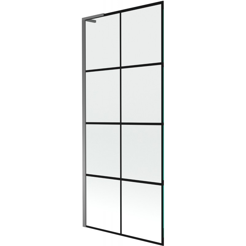 Mexen Next L vanová zástěna 1-křídlová 80 x 150 cm, černá mřížka, gun metal - 895-080-000-03-77-95