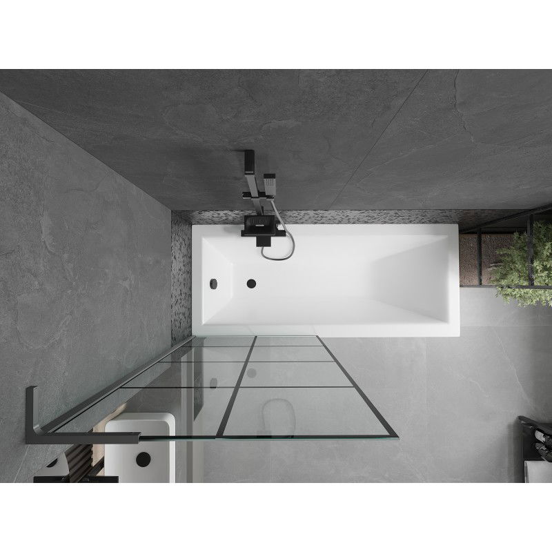 Mexen Next L vanová zástěna 1-křídlová 80 x 150 cm, černá mřížka, gun metal - 895-080-000-03-77-95