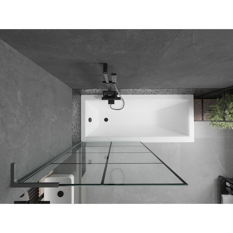 Mexen Next L vanová zástěna jednokřídlá 90 x 150 cm, černá mřížka, gun metal - 895-090-000-03-77-95