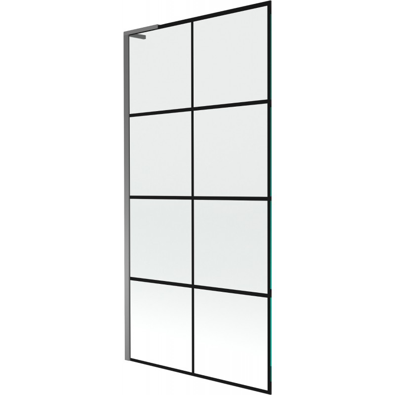 Mexen Next L vanová zástěna jednokřídlá 90 x 150 cm, černá mřížka, gun metal - 895-090-000-03-77-95