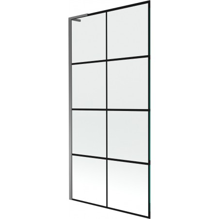 Mexen Next L vanová zástěna jednokřídlá 90 x 150 cm, černá mřížka, gun metal - 895-090-000-03-77-95