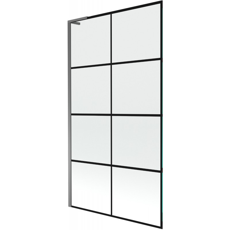 Mexen Next L vanová zástěna 1-křídlová 100 x 150 cm, černá mřížka, gun metal - 895-100-000-03-77-95