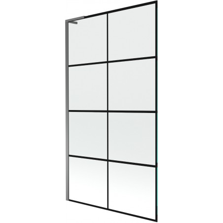 Mexen Next L vanová zástěna 1-křídlová 100 x 150 cm, černá mřížka, gun metal - 895-100-000-03-77-95